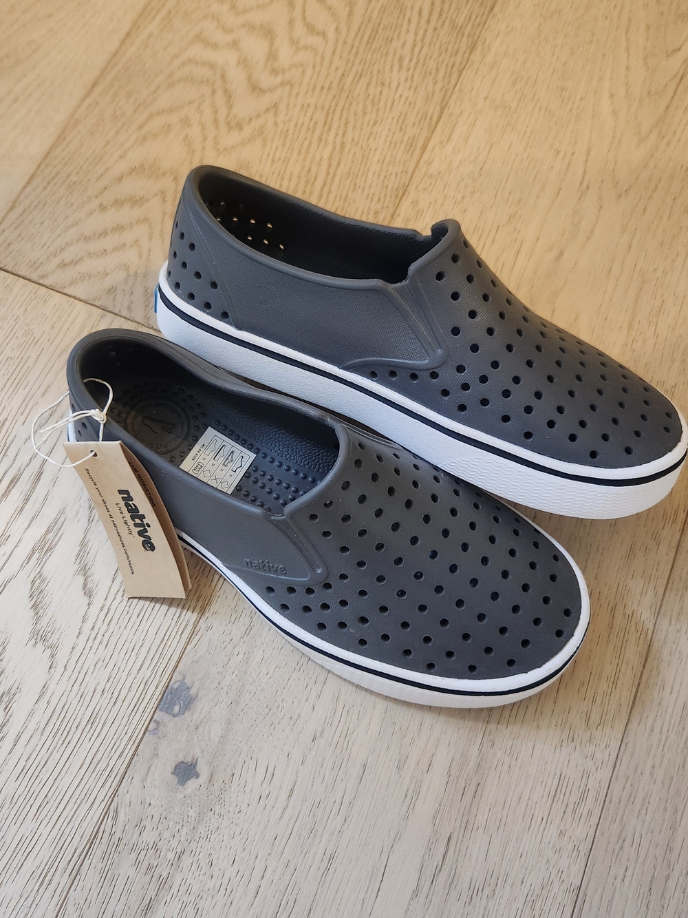 Native Child Grey Miles Perforated Slip-On Shoes